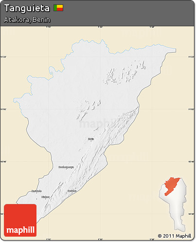 Classic Style Map of Tanguieta, single color outside