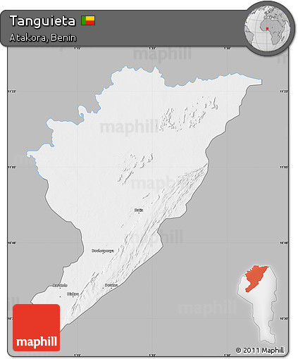 Gray Map of Tanguieta, single color outside