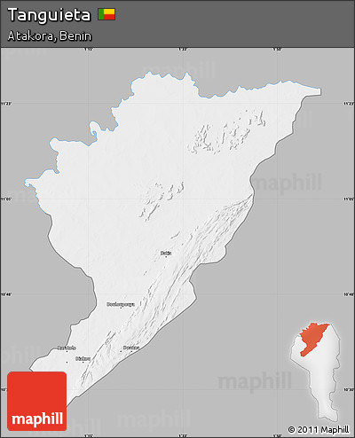 Gray Map of Tanguieta, single color outside
