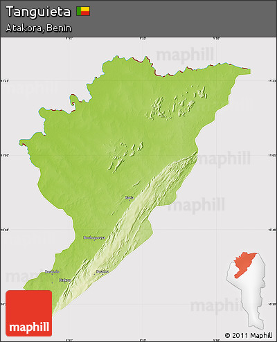 Physical Map of Tanguieta, cropped outside