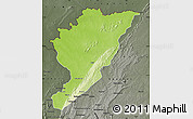 Physical Map of Tanguieta, darken, semi-desaturated