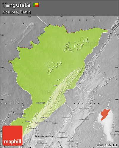 Physical Map of Tanguieta, desaturated