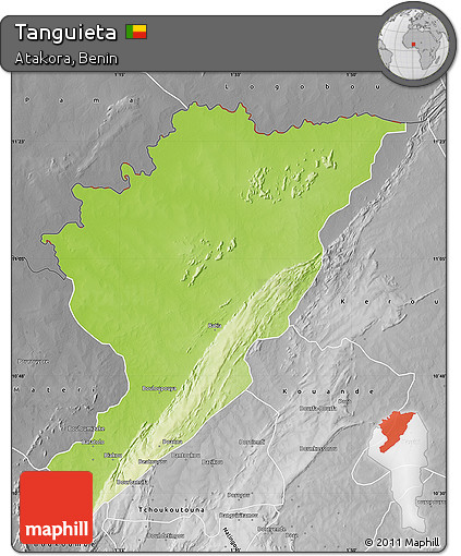 Physical Map of Tanguieta, desaturated