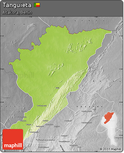 Physical Map of Tanguieta, desaturated