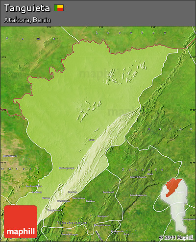 Physical Map of Tanguieta, satellite outside