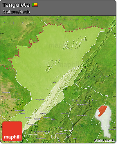 Physical Map of Tanguieta, satellite outside