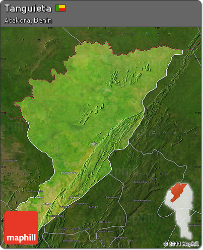 Satellite Map of Tanguieta, darken