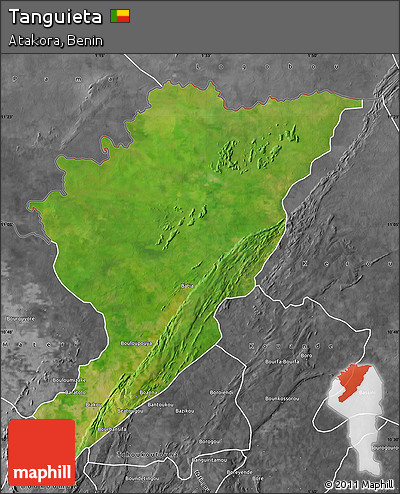 Satellite Map of Tanguieta, desaturated