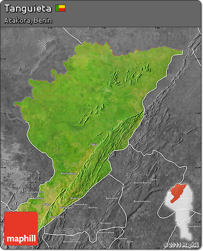 Satellite Map of Tanguieta, desaturated