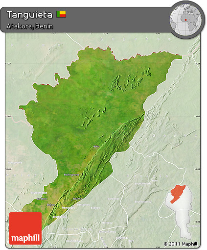 Satellite Map of Tanguieta, lighten