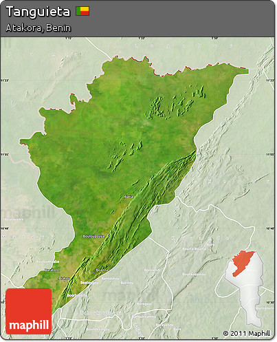 Satellite Map of Tanguieta, lighten