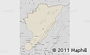 Shaded Relief Map of Tanguieta, desaturated