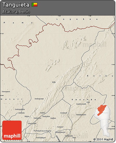 Shaded Relief Map of Tanguieta