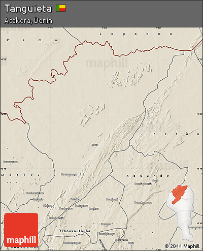Shaded Relief Map of Tanguieta