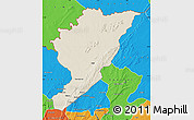 Shaded Relief Map of Tanguieta, political outside