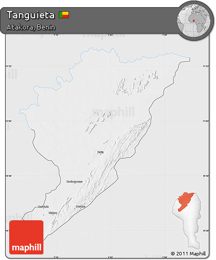 Silver Style Map of Tanguieta, single color outside