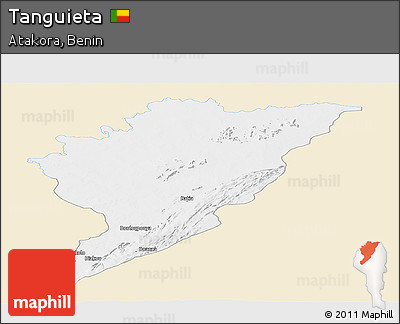 Classic Style Panoramic Map of Tanguieta, single color outside