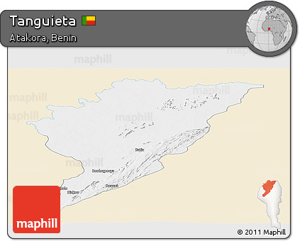 Classic Style Panoramic Map of Tanguieta, single color outside