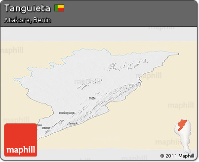 Classic Style Panoramic Map of Tanguieta, single color outside