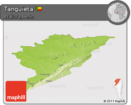 Physical Panoramic Map of Tanguieta, cropped outside