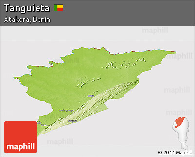 Physical Panoramic Map of Tanguieta, cropped outside