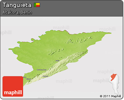 Physical Panoramic Map of Tanguieta, cropped outside