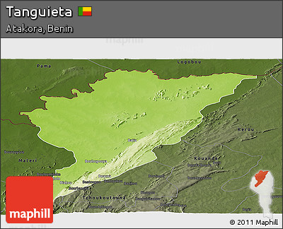 Physical Panoramic Map of Tanguieta, darken