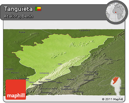 Physical Panoramic Map of Tanguieta, darken