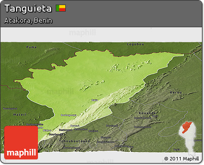 Physical Panoramic Map of Tanguieta, darken