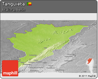 Physical Panoramic Map of Tanguieta, desaturated