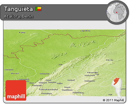Physical Panoramic Map of Tanguieta