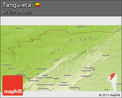 Physical Panoramic Map of Tanguieta