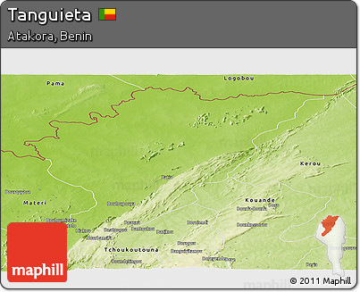 Physical Panoramic Map of Tanguieta