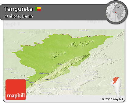 Physical Panoramic Map of Tanguieta, lighten