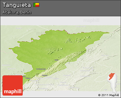 Physical Panoramic Map of Tanguieta, lighten