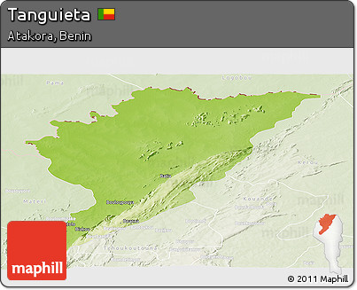 Physical Panoramic Map of Tanguieta, lighten