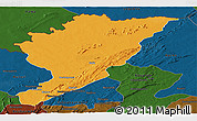 Political Panoramic Map of Tanguieta, darken