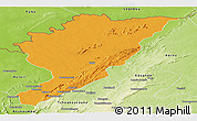 Political Panoramic Map of Tanguieta, physical outside