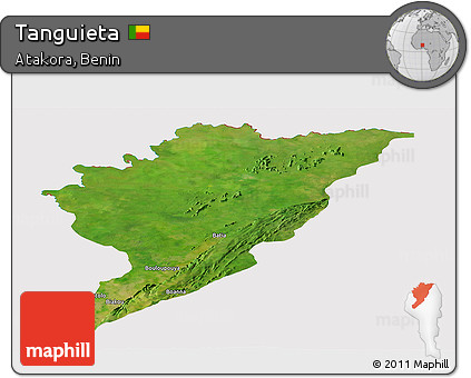 Satellite Panoramic Map of Tanguieta, cropped outside