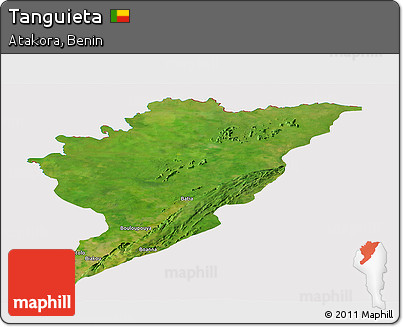 Satellite Panoramic Map of Tanguieta, cropped outside