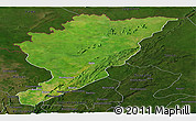 Satellite Panoramic Map of Tanguieta, darken