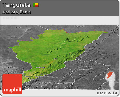 Satellite Panoramic Map of Tanguieta, desaturated