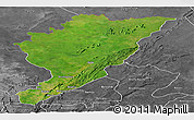 Satellite Panoramic Map of Tanguieta, desaturated