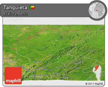 Satellite Panoramic Map of Tanguieta