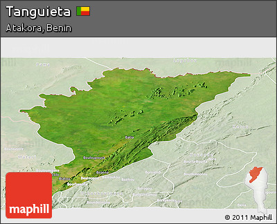 Satellite Panoramic Map of Tanguieta, lighten