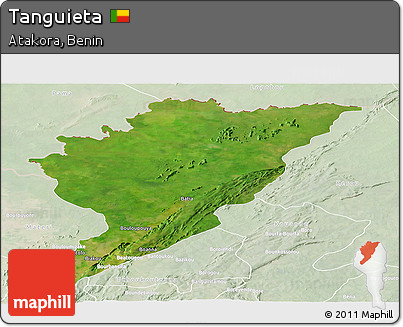 Satellite Panoramic Map of Tanguieta, lighten