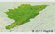 Satellite Panoramic Map of Tanguieta, lighten