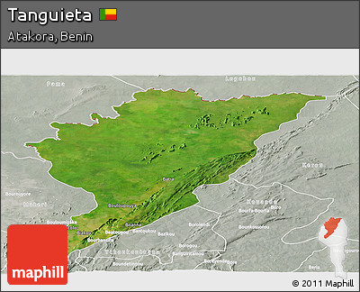 Satellite Panoramic Map of Tanguieta, lighten, semi-desaturated