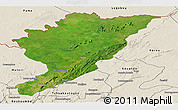 Satellite Panoramic Map of Tanguieta, shaded relief outside