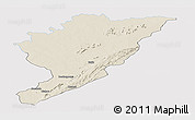 Shaded Relief Panoramic Map of Tanguieta, single color outside